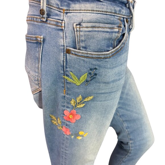 Driftwood Jackie Floral Embroidered Mid-rise Skinny Jeans Blue Denim Size 29 - Picture 3 of 11